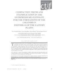 Compaction Trend and Its Implication in the Overpressures Estimate for the Formations of the Colombian Foothills of the Eastern Plains