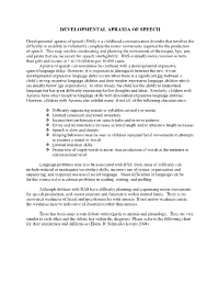 Developmental Apraxia of Speech