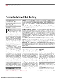 Preimplantation HLA Testing