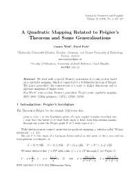 A Quadratic Mapping Related to Frégier's Theorem and Some