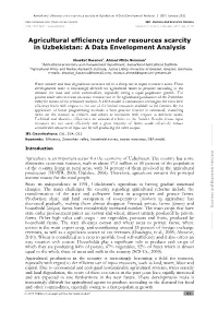 Agricultural Efficiency Under Resources Scarcity in Uzbekistan: a Data Envelopment Analysis | BEH, January 2011