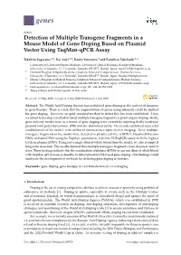 Detection of Multiple Transgene Fragments in a Mouse Model of Gene Doping Based on Plasmid Vector Using Taqman-Qpcr Assay
