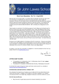End of Term Newsletter - No 714 – 5 April 2019