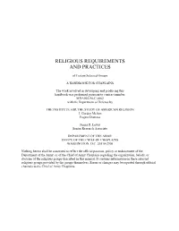 Religious Requirements and Practices of Certain Selected Groups: a Handbook for Chaplains