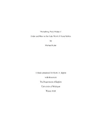 “Something Very Modern”: Order and Mess in the Later Work of Anne