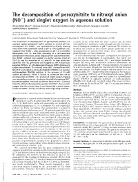 The Decomposition of Peroxynitrite to Nitroxyl Anion (NO ) and Singlet