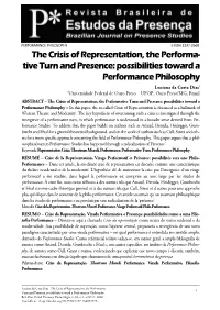 Tive Turn and Presence: Possibilities Toward a Performance Philosophy