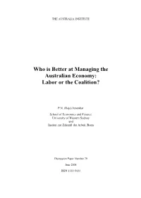 Who Is Better at Managing the Australian Economy: Labor Or the Coalition?