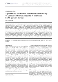 Algorithmic Classification and Statistical Modelling of Coastal Applications in Archaeology Settlement Patterns in Mesolithic South-Eastern Norway