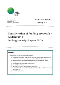 Consideration of Funding Proposals - Addendum VI Funding Proposal Package for FP159