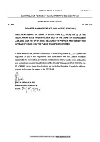 Disaster Management Act: Directions: Measures to Address, Prevent And
