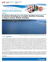 Predictive Modeling for Paralytic Shellfish Poisoning in Baynes Sound, British Columbia
