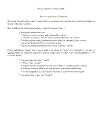 Process and State Variables (PSV)
