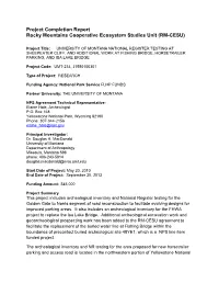 Project Completion Report Rocky Mountains Cooperative Ecosystem Studies Unit (RM-CESU)