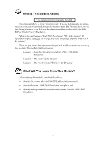 The 1986 EDSA Revolution? These Are Just Some of the Questions That You Will Be Able to Answer As You Study This Module