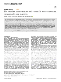 The Intestinal Neuro-Immune Axis: Crosstalk Between Neurons, Immune Cells, and Microbes
