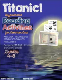 2014 Erin Cobb Imlovinlit.Com Titanic! Nonfiction Text Features & Comparing Multiple Accounts