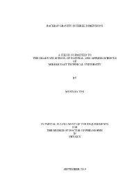 Bachian Gravity in Three Dimensions a Thesis