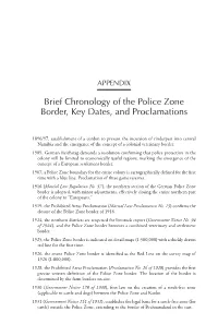 Brief Chronology of the Police Zone Border, Key Dates, and Proclamations