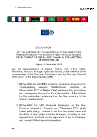 Declaration of the Meeting of the Ministers of the Countries Participating in the Initiative for the Sustainable Development Of