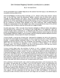 Shri Virchand Raghavji Gandhi‟S Contribution to Jainism