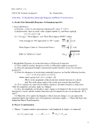 Sinusoidal Response and Phasor Transformation