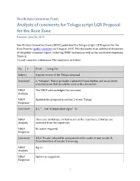 Analysis of Comments for Telugu Script LGR Proposal for the Root Zone Revision: June 30, 2019