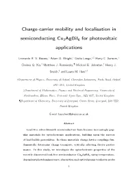 Charge-Carrier Mobility and Localisation in Semiconducting Cu2 Agbii6 for Photovoltaic Applications