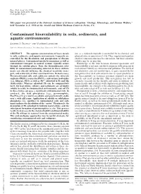 Contaminant Bioavailability in Soils, Sediments, and Aquatic Environments
