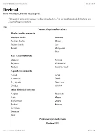 Decimal Fractions, Either Separately Or in Contrast to Vulgar Fractions