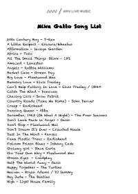 Mike Gatto Song List