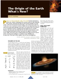 The Origin of the Earth What's New?