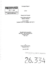 Geological Report on the Stump Lake Property Nicola Mining Division