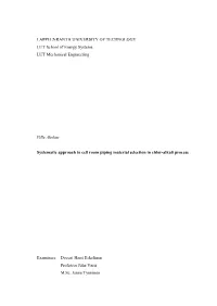 LAPPEENRANTA UNIVERSITY of TECHNOLOGY LUT School of Energy Systems LUT Mechanical Engineering