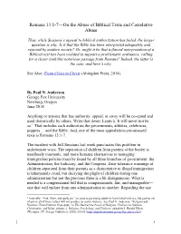Romans 13:1-7—On the Abuse of Biblical Texts and Correlative Abuse