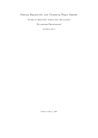 Special Relativity and Classical Field Theory