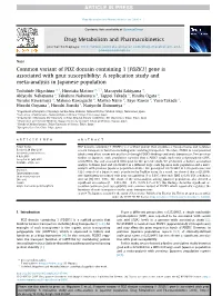 Common Variant of PDZ Domain Containing 1 (PDZK1) Gene Is Associated with Gout Susceptibility: a Replication Study and Meta-Analysis in Japanese Population