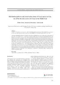 Distribution Patterns and Conservation Status of Crocus Species in Iran, One of the Diversity Centers of Crocus in the Middle East