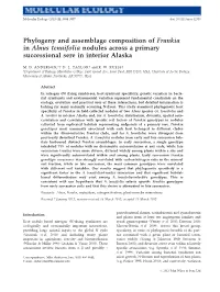 Phylogeny and Assemblage Composition of Frankia in Alnus Tenuifolia Nodules Across a Primary Successional Sere in Interior Alaska