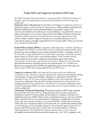 Prader Willi and Angelman Syndrome PCR Tests