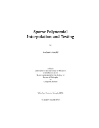 Sparse Polynomial Interpolation and Testing