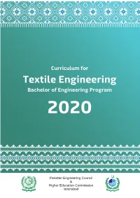 Textile Engineering Bachelor of Engineering Program 2020