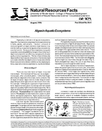Algae in Aquatic Ecosystems