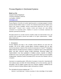 Process Migration in Distributed Systems