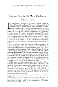 Studies in Scripture for Moral Theologians