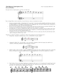 Third Species Counterpoint (4:1) Heath: Counterpoint (Music 221) Rules and Guidelines