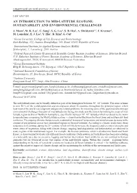 An Introduction to Mid-Latitude Ecotone: Sustainability and Environmental Challenges J