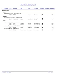 Elevator Master List