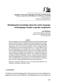 Metalinguistic Knowledge About the Native Language and Language Transfer in Gender Assignment