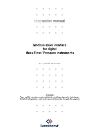 Modbus Instruction Manual For
